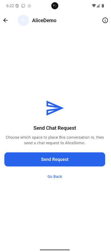 Send chat request screen